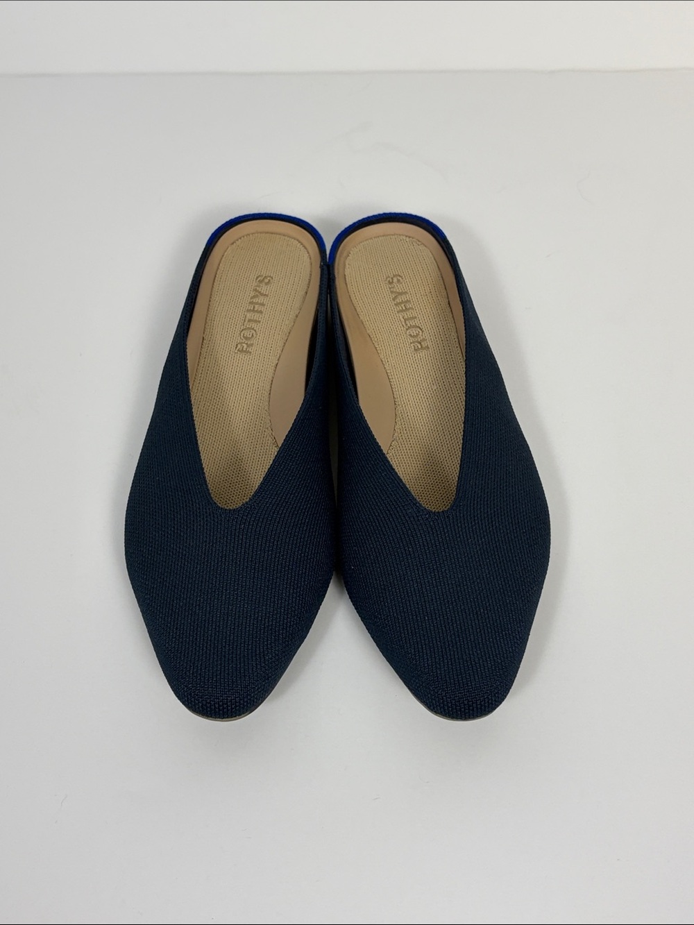 Rothys Navy Blue Womens 7.5 Demi Mule Flat Slip On Slide Pointed Toe Comfort